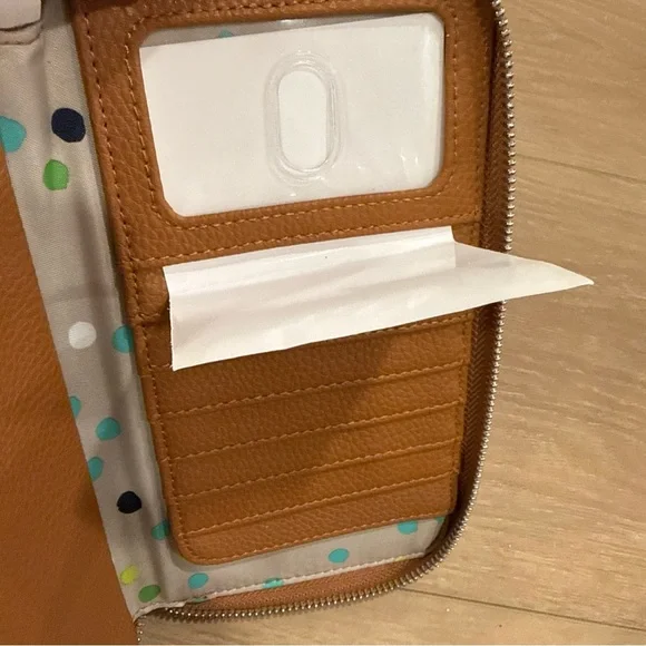 Thirty One All About The Benjamins Diamond Tan Straw Wallet Wristlet Jewell New - Picture 4 of 13